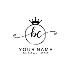 BC Initial handwriting logo template vector