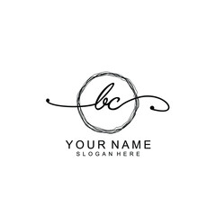 BC Initial handwriting logo template vector