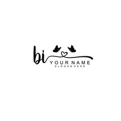 BI Initial handwriting logo template vector
