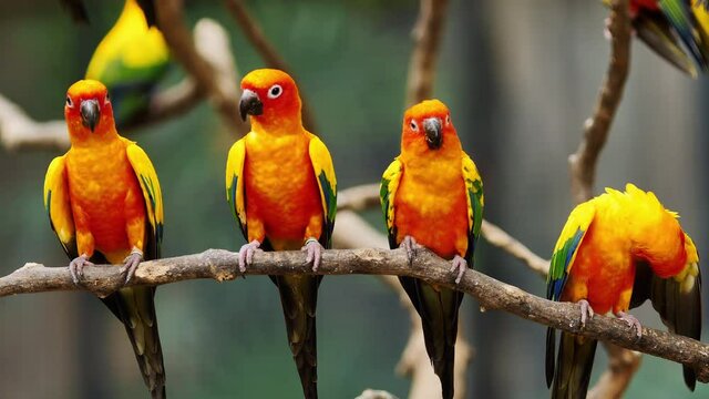 Little Parrot colorful bird, (White Eye-ring), Fischer Lovebirds, Video Clip stock footage.