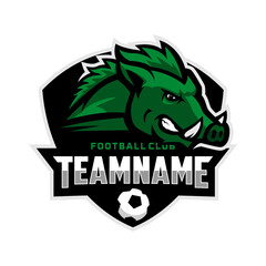 wild boar mascot for a football team logo. school, college or league. Vector illustration.
