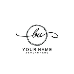 BV Initial handwriting logo template vector