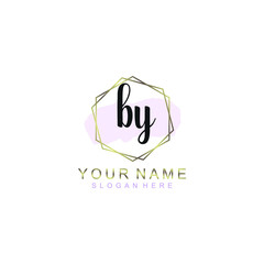 BY Initial handwriting logo template vector