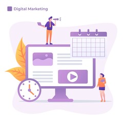 Modern flat design concept Illustration of Digital Marketing Landing page. Vector illustration