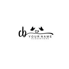 CB Initial handwriting logo template vector
