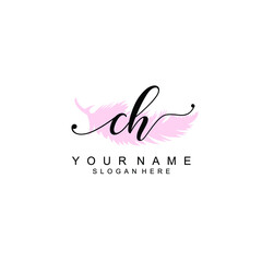 CH Initial handwriting logo template vector