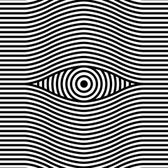 Optische Täuschung des künstlerischen Auges mit gewellter Linie Musterhintergrund-Vektorillustration