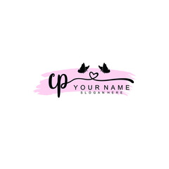 CP Initial handwriting logo template vector