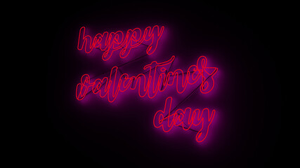 "happy valentine's day" neon light tube wall mouth sign, 3d rendering
