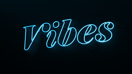 Vibes neon light tube wall mouth sign, 3d rendering