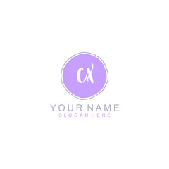 CX Initial handwriting logo template vector