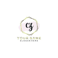 CZ Initial handwriting logo template vector