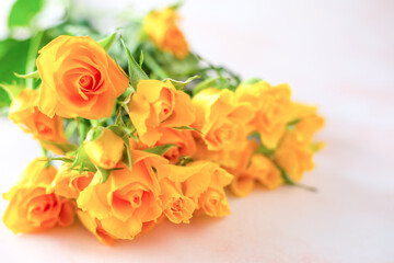 Bouquet of blooming yellow roses