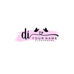 DI Initial handwriting logo template vector