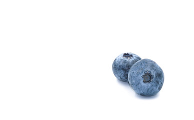 fresh two circle violet blueburry fruit. Isolated on white background with copy space.
