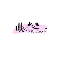 DK Initial handwriting logo template vector