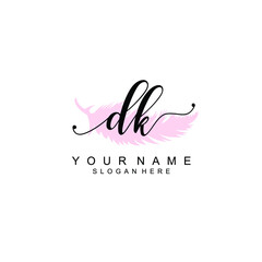 DK Initial handwriting logo template vector