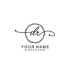 DR Initial handwriting logo template vector