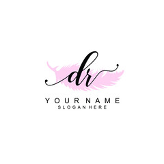 DR Initial handwriting logo template vector