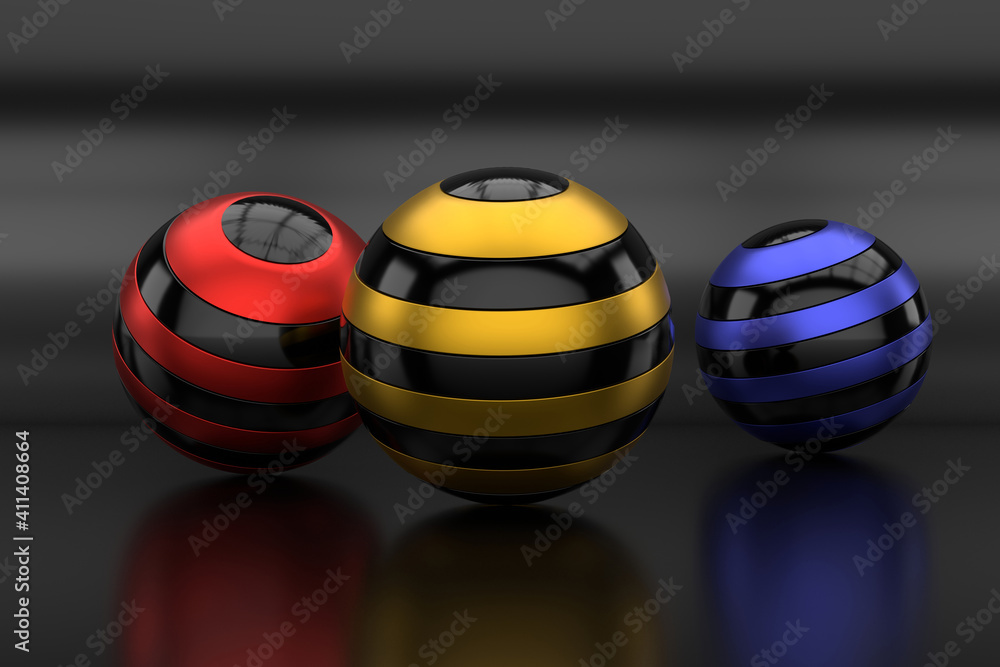 Sticker abstract background of sphere shape. 3d wallpaper design. 3d rendering.