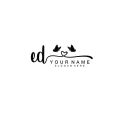 ED Initial handwriting logo template vector