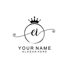 EI Initial handwriting logo template vector