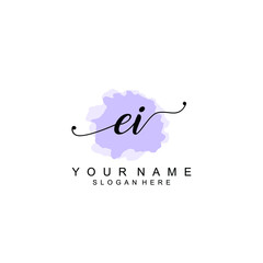 EI Initial handwriting logo template vector