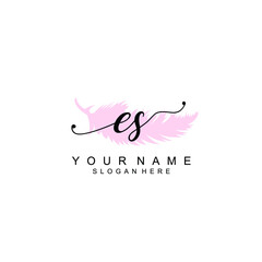 ES Initial handwriting logo template vector