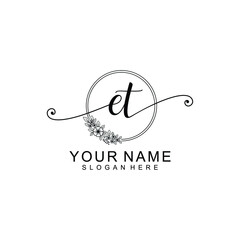 ET Initial handwriting logo template vector