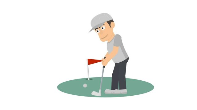 Golfer. The animation of the game of Golf, alpha channel included. Cartoon