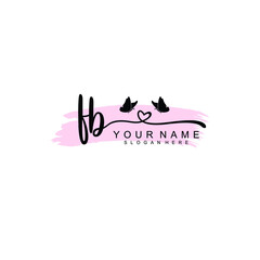 FB Initial handwriting logo template vector