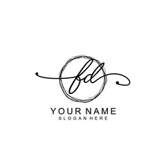 FD Initial handwriting logo template vector