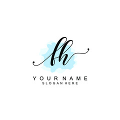 FH Initial handwriting logo template vector