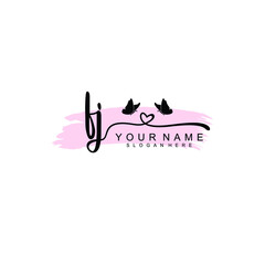 FJ Initial handwriting logo template vector