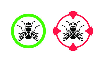 insect in a circle, glyph icon, fly
