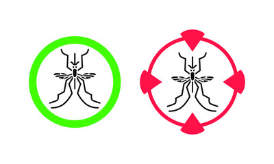 insect in a circle, glyph icon, mosquito