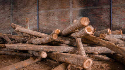 close up of a pile of logs