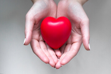 hands holding red heart, health care, love, organ donation, mindfulness, wellbeing, family insurance and CSR concept, world heart day, world health day, National Organ Donor Day.