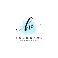 FV Initial handwriting logo template vector