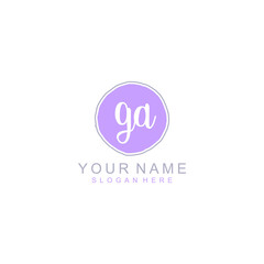 GA Initial handwriting logo template vector