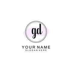 GD Initial handwriting logo template vector