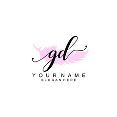 GD Initial handwriting logo template vector
