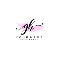 GH Initial handwriting logo template vector