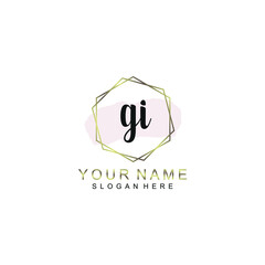 GI Initial handwriting logo template vector