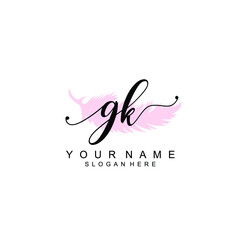GK Initial handwriting logo template vector