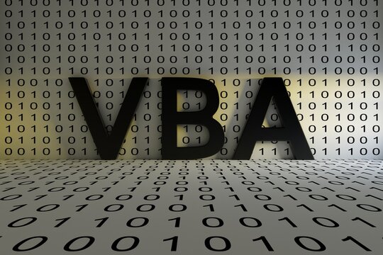 VBA concept text sunlight 3D illustration