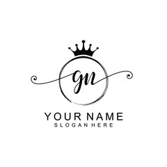 GN Initial handwriting logo template vector