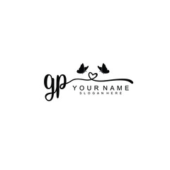 GP Initial handwriting logo template vector