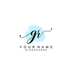 GR Initial handwriting logo template vector