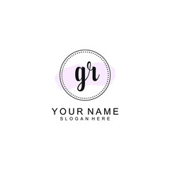 GR Initial handwriting logo template vector